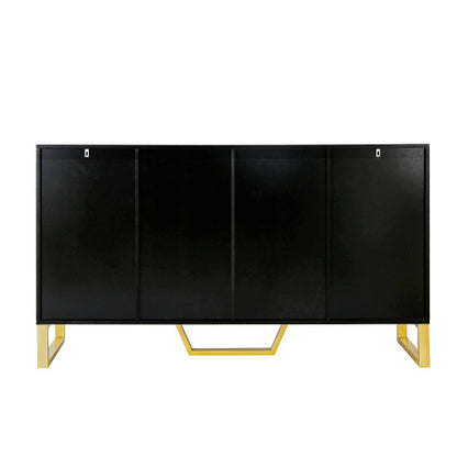 US Local Modern Sideboard With Four Doors, Metal Handles And Legs, And Adjustable Shelf Kitchen Cabinets