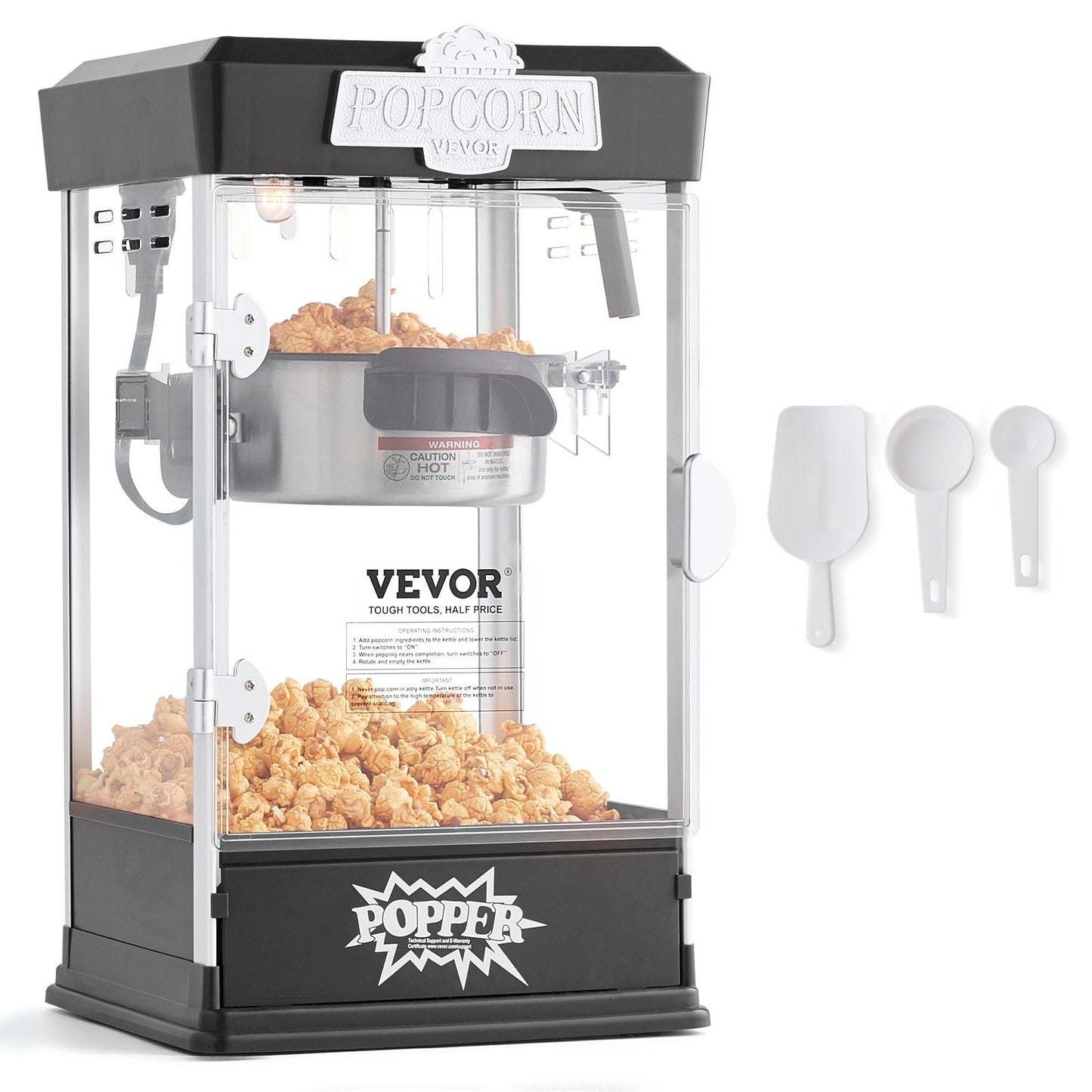 US Local Popcorn Popper Machine Tabletop Popcorn Maker 480W 4 Oz Black