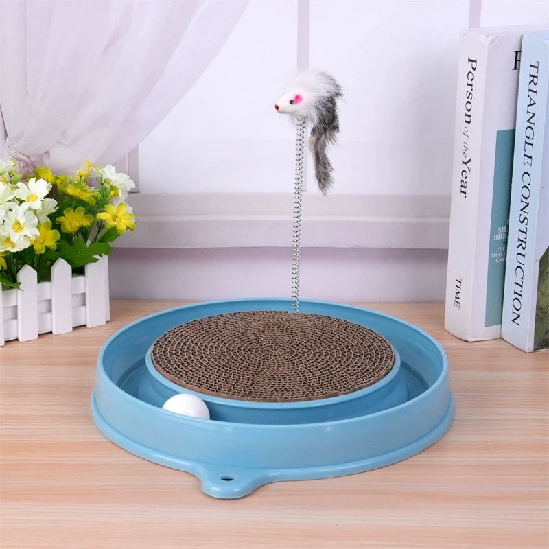 US Local Multi-functional Cat Scratching Board With Ball Track, Various Colours Of Mat Board, Self-height Relief From Boredom To Tease The Cat, With Spring And Ball, Anti-scratch Furniture Artifacts, A Must-ha