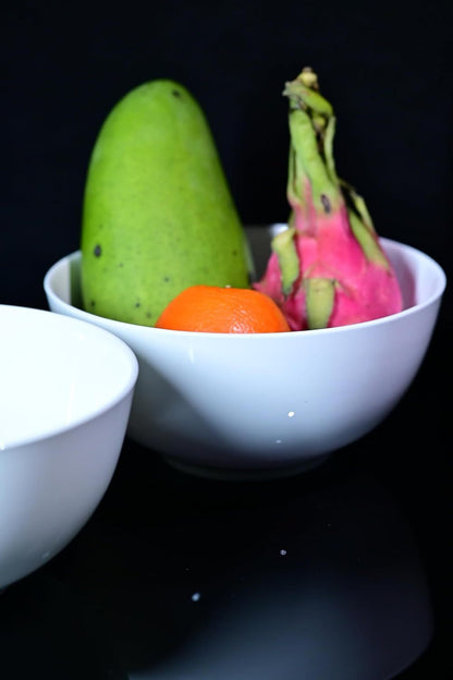 US Local Lily Bone China Dinnerware Set, 2 Pieces, 8-inch White Large Deep Ceramic, Soup, Cereal, Oatmeal, Fruit, Rice Bowl, Plates, Dishes