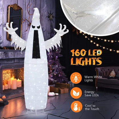 US Local 5.9ft Pop-up Ghost 160LED Lighted Outdoor Halloween Decorations