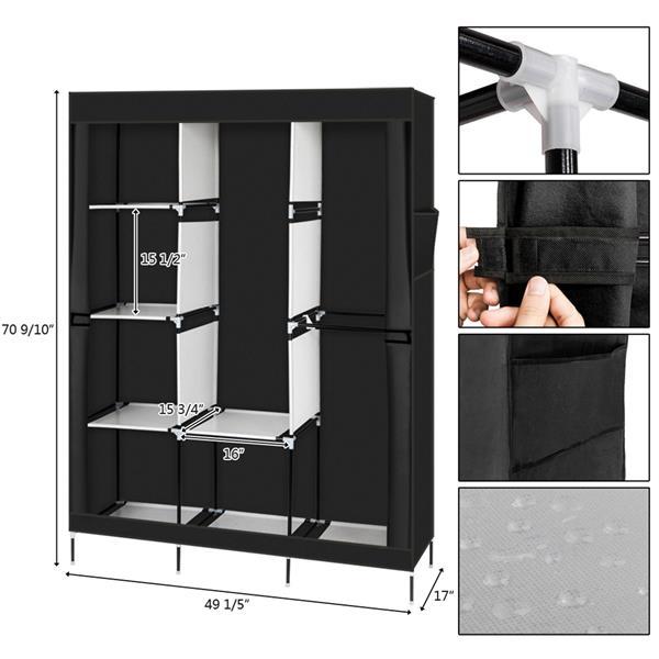 US Local 4-layer 8-grid Non-woven Fabric Wardrobe