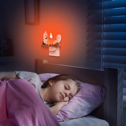 US Local 2 Pcs Ghost Campfire Flickering Flame Night Light Indoor 3D Funny Halloween Nightlight Decoration Bedroom Night Light Halloween Decoration Gift For Friend Family