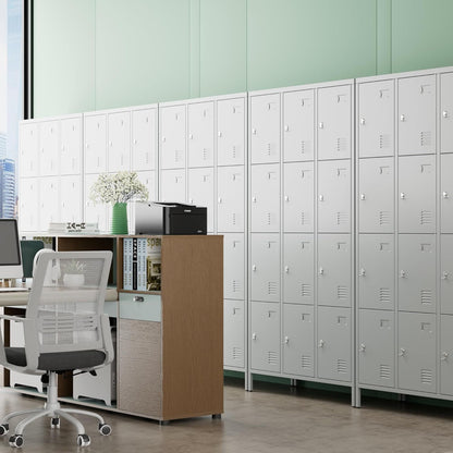 US Local Metal Lockers For Employees With 12 Door & Hooks,Metal Storage Locker With Lock And Card Slot For School Office Garage Gym Bedroom Home,Assembly Required,12 Doors Light Grey