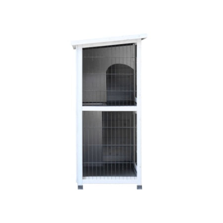 US Local Rabbit Hutch Outdoor, 2-Story Rabbit Cage Indoor With Run, Bunny Cage With 2 Removable No-Leak Trays, Pet Cages With Non-Slip Ramp, Waterproof Roof, Fence, For Small Animals