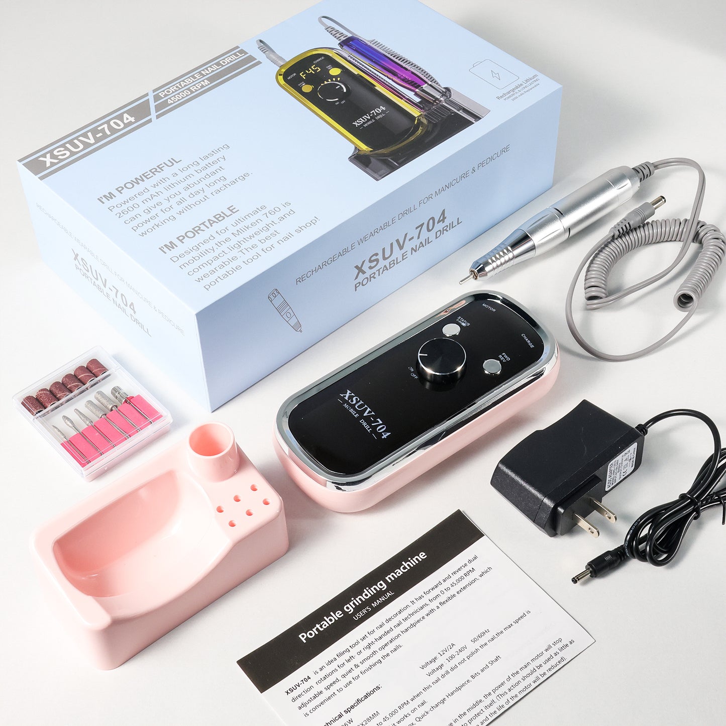 US Local Professional Rechargeable Electric Nail Drill 40000 RPM, Portable Nail File With Storage Stand For Acrylic Gel Polishing Removing - Easy To Use For Women, Manicure At Home DIY Or Salon