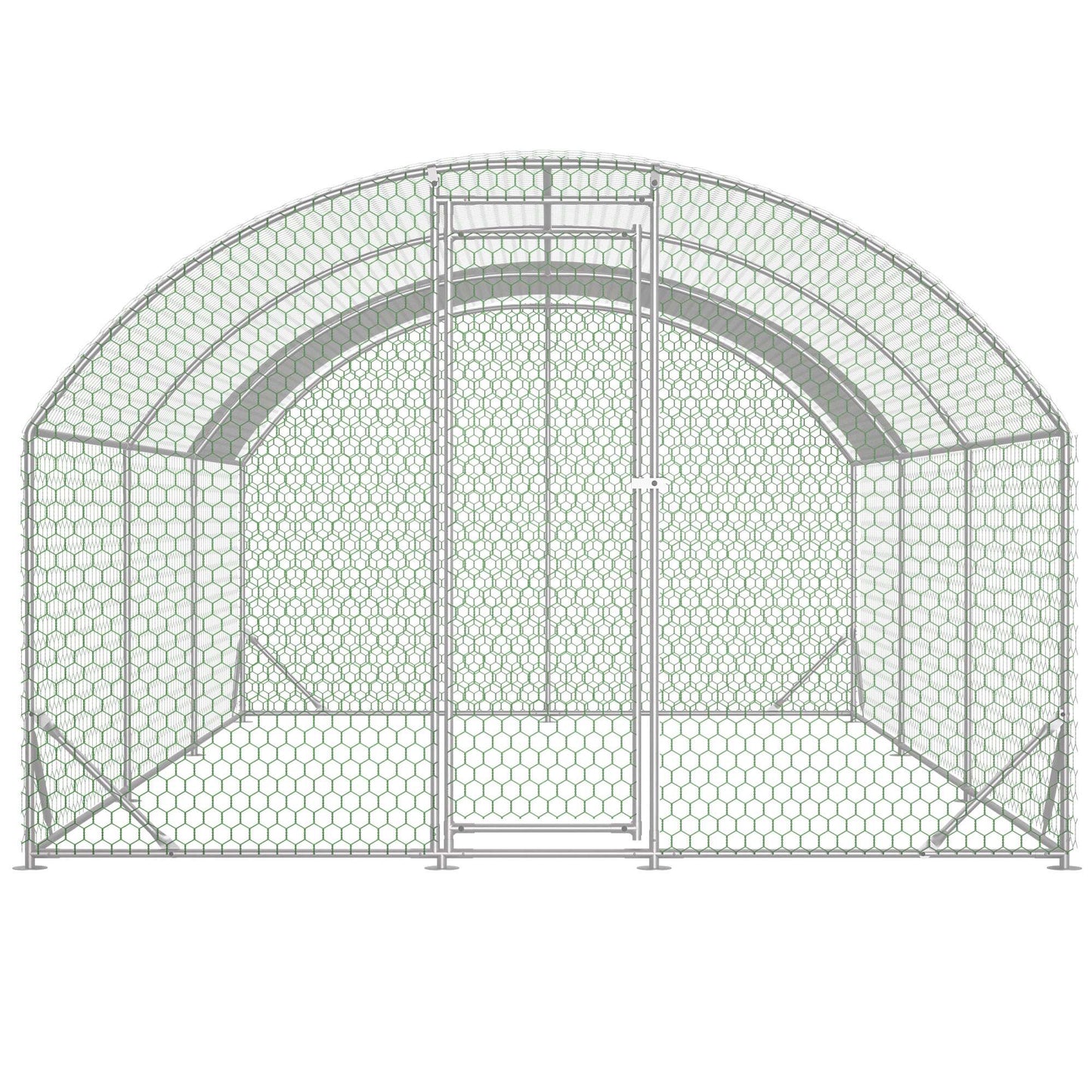 US Local Large Chicken Coop Metal Chicken Run With Waterproof And Anti-UV Cover, Dome Shaped Walk-in Fence Cage Hen House For Outdoor And Yard Farm, 9.84 X 19.68 X 6.56 Ft