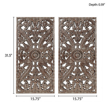 US Local Distressed Carved Wood 2-piece Wall Decor Set