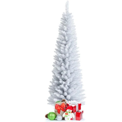 US Local 6 Feet Unlit Artificial Slim Pencil Christmas Tree With Metal Stand