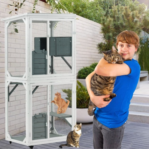 US Local Outdoor Indoor Cat Pet Climbing Frame Game Cage Cute Large Space