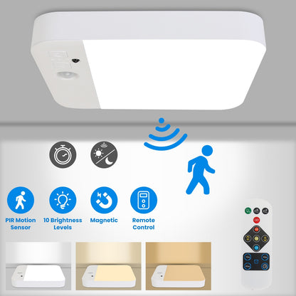 US Local 1Pc Or 2Pcs Motion Sensor Ceiling Light With Remote Rechargeable Wireless Flush Ceiling Light With 3000K 4500K 6000K 3 Timer 10 Brightness For Closet Stairs Garage Bathroom Hallway