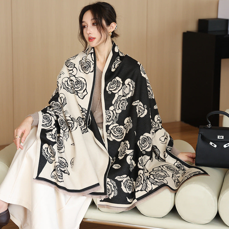 US Local Female Versatile Fashion Thickened Warm Cashmere Scarf