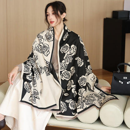 US Local Female Versatile Fashion Thickened Warm Cashmere Scarf