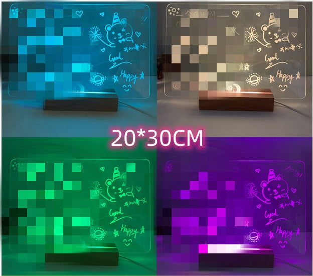 Transparent Luminous Acrylic Note Board Erasable Message Small Whiteboard