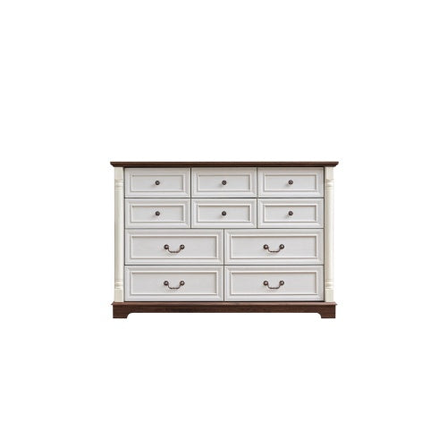 US Local 10 Drawer Dresser Chest For Bedroom With Wooden Base And Riser Trim, Wooden Rustic Rustic Chest Of Drawers, Storage Dresser For Bedroom, Living Room