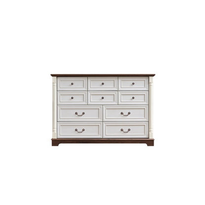 US Local 10 Drawer Dresser Chest For Bedroom With Wooden Base And Riser Trim, Wooden Rustic Rustic Chest Of Drawers, Storage Dresser For Bedroom, Living Room