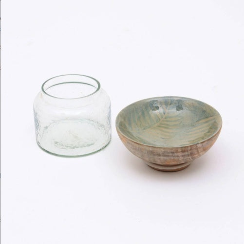 US Local Glass Nut Jar With Wooden Bowl-Shaped Lid