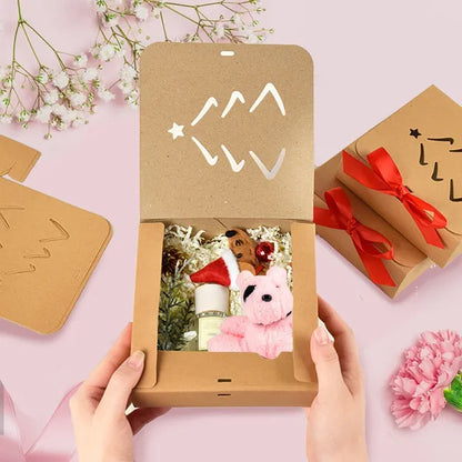 US Local 10 Pcs Christmas Gift Boxes With Lids And Red Ribbon Hollow Christmas Tree Beautiful Assorted Boxes Xmas Holiday Gift Wrap Boxes For Xmas Birthday Wedding Holiday Parties