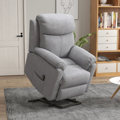 UK Local HOMCOM Power Lift Recliner Chair, Electric Lift Chair For Elderly, Overstuffed Linen Fabric Riser And Reclining Armchair With Remote Control, Side Pockets, For Living Room, Grey