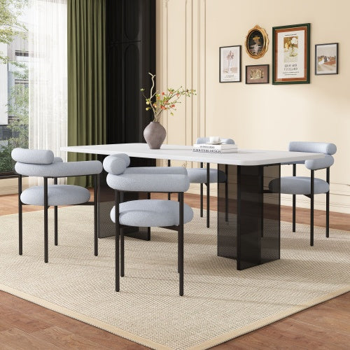 US Local Upholstered Armchair Dining Chairs With Metal Legs