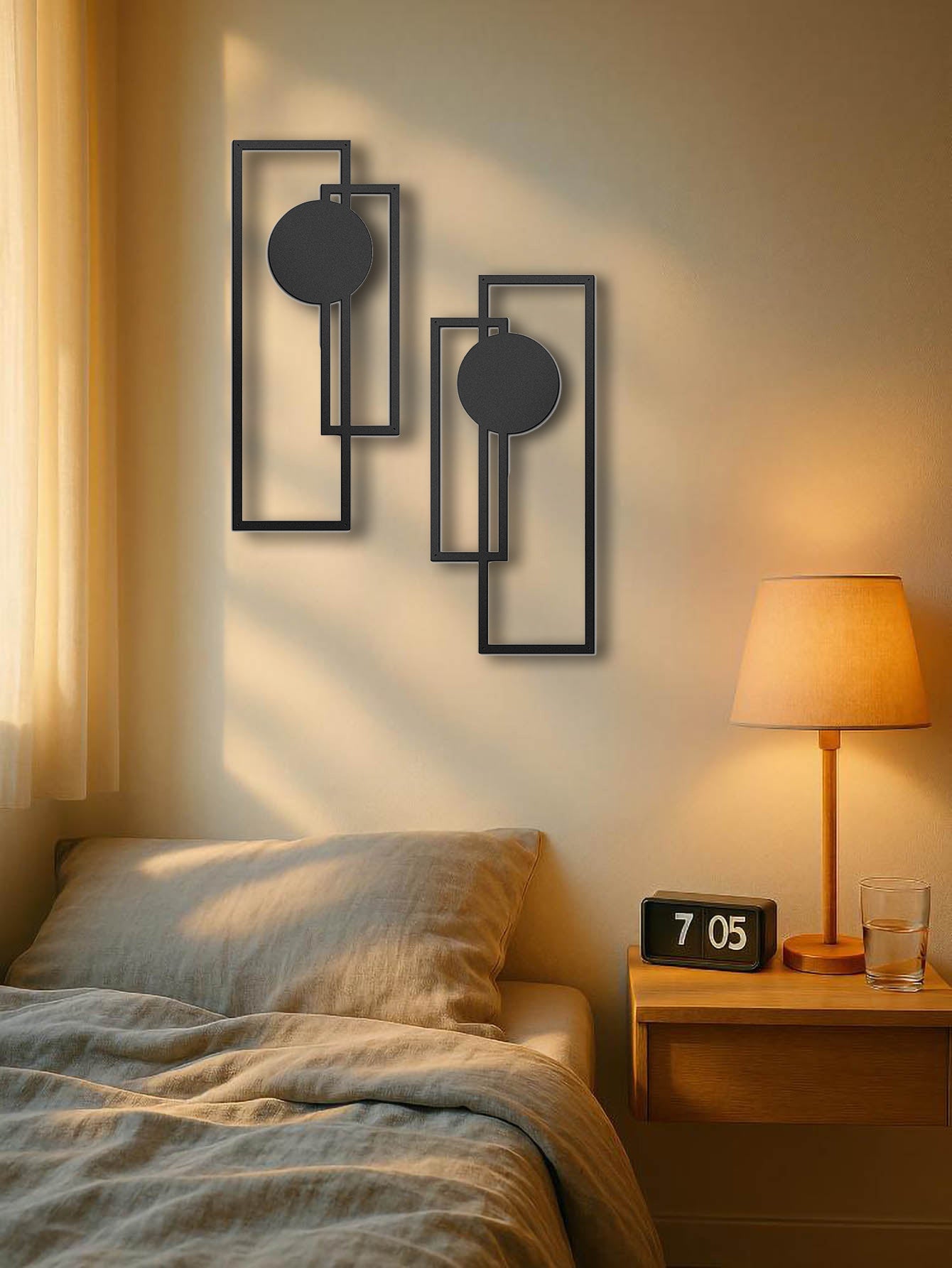 US Local 2Pcs Metal Wall Decoration-Minimalist Abstract Geometric ,Vertical Decor Perfect