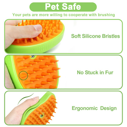 US Local Cat Steam Brush For Shedding - 3 In 1 Pet Steam Brush For Cat And Dog, Rechargeable Steamy Cat Water Brush, Spritz Defur Comb For Cats, Steamer Brush For Grooming And Removing Loose Hair