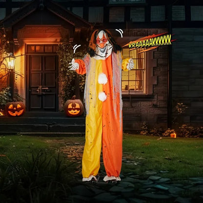 US Local 8.2ft Red Eyed Clown Outdoor Halloween Decorations