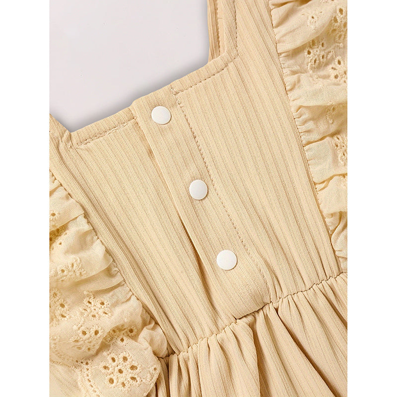 US Local Infant Baby Girl Solid Color Square Neck Bow Onesie & Headband Adorable Summer Outfit