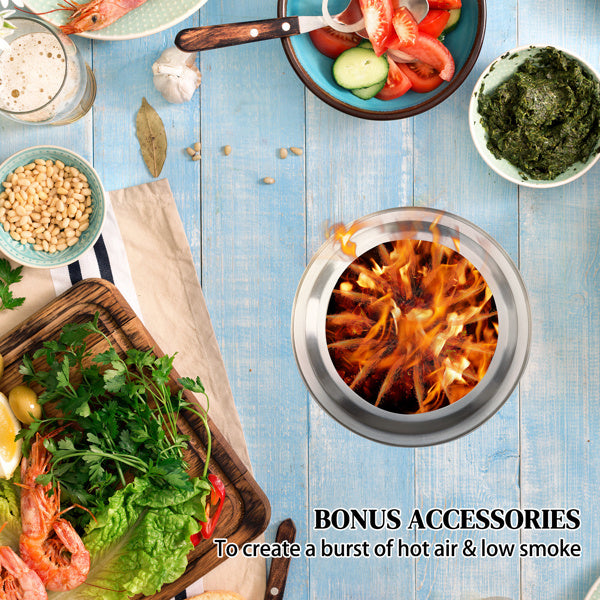 US Local Cylindrical Integrated Folding Stainless Steel Wood Burning Basin