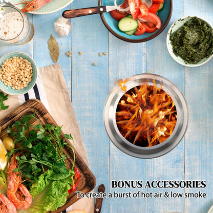 US Local Cylindrical Integrated Folding Stainless Steel Wood Burning Basin