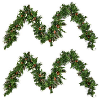 US Local Christmas Wreath With 20 Pine Cones And 50 Warm White LED Lights With Timer - Battery Powered - Outdoor, 160 Pointed Heads