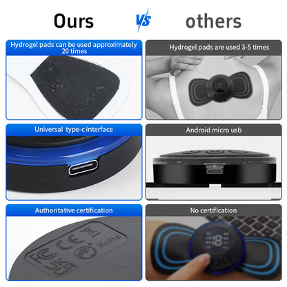 US Local Mini Massager With 5 Pads Portable Electric Muscle Stimulator - Deep Tissue Management Device - Pulse Therapy For Back Shoulder Neck Leg