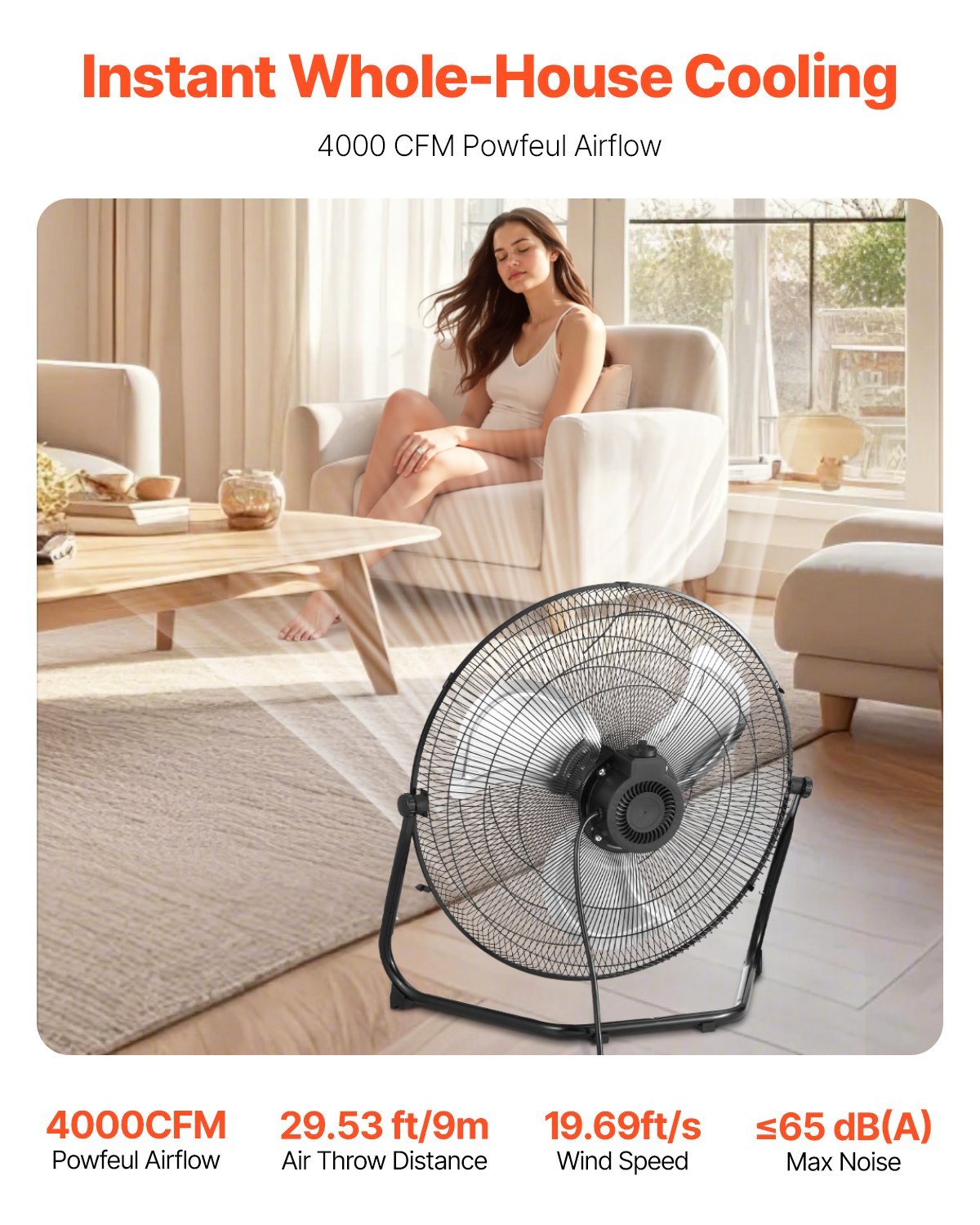 US Local 18 Inch Floor Fan 3 Speeds 360 Adjustable Tilt High-Velocity Industrial Fan