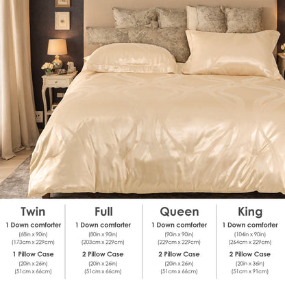 US Local Luxurious Satin Microfiber Bedding Set Double-sided Jacquard Pattern, Italian Style Gold Ultra-shine Quilt Cover Three-piece Set, Super Soft King-size Quilt Cover With Pillowcase, Machine Washable, OK