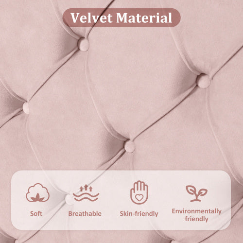 UK Local Upholstered Bed With Slatted Frame And Headboard, 4ft6 Double Bed,135x190,Upholstered Bed With Height-adjustable Headboard, Youth Bed, Wooden Slat Support, Easy Assembly, Velvet, Pink