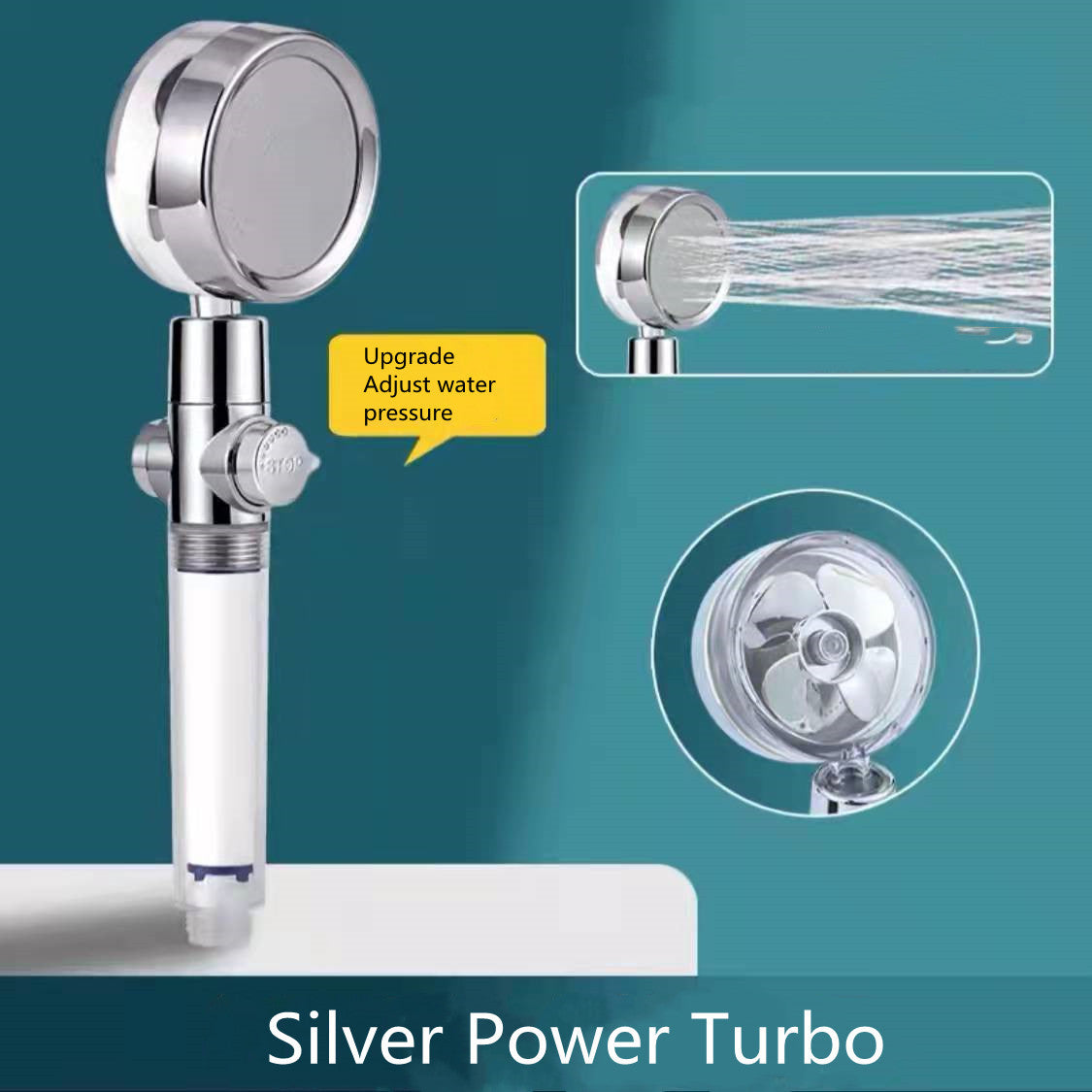 US Local Shower Head Water Saving Flow 360 Degrees Rotating With Small Fan ABS Rain High Pressure Spray Nozzle Bathroom Accessories