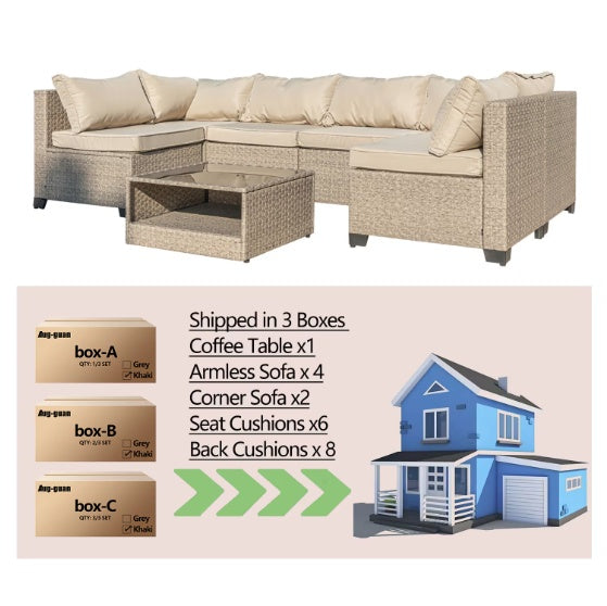 US Local 7 pc Patio Sofa Furniture Set