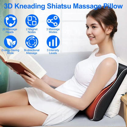 US Local 1Pc Back Massager With Heat 3D Kneading Massage Pillow Shiatsu Full Body Massager For Back Neck Waist Arm Abdomen Calf
