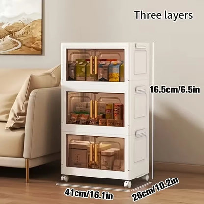 US Local Foldable Storage Cabinet-Dark -3 Layer, 2 Colors
