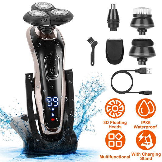 US Local 1Pack 5 In 1 Electric Razor Shaver Rechargeable Cordless Head Beard Trimmer Shaver Kit IPX6 Waterproof Dry Wet Grooming Kit