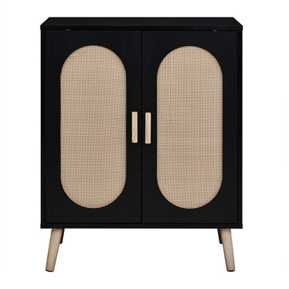 US Local 2-door Standing Cabinet Type With High Foot Oval Rattan Shoe Cabinet