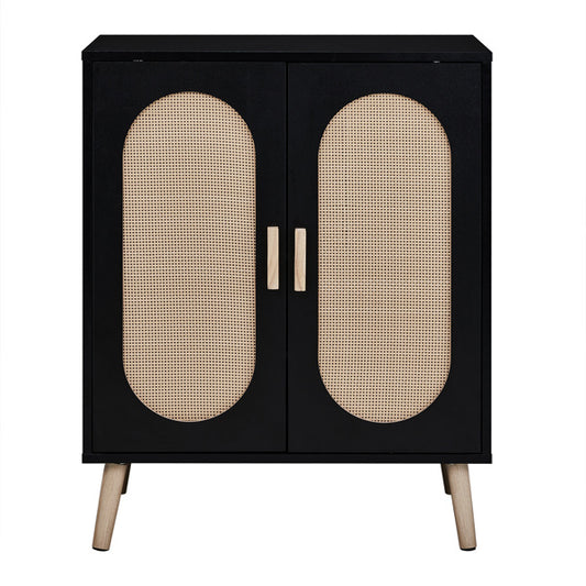 US Local 2-door Standing Cabinet Type With High Foot Oval Rattan Shoe Cabinet