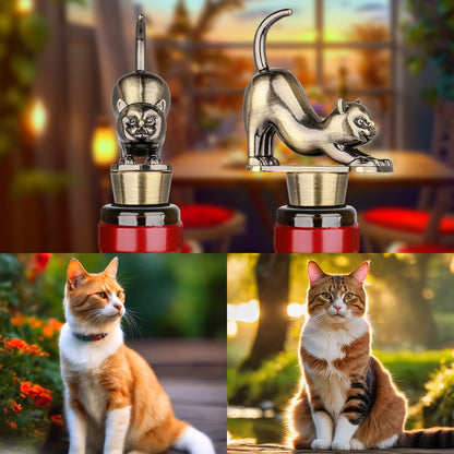 US Local Elegant Upturned Cat Shaped Red Wine Stopper Set With Metallic Luster Bottle Stopper Gift Box, High-end Accessories For Wine Enthusiasts, A Must-have Set For Wine Collectors