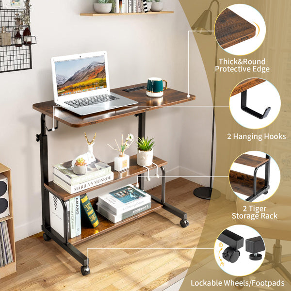 US Local Retro Brown Adjustable Computer Desk