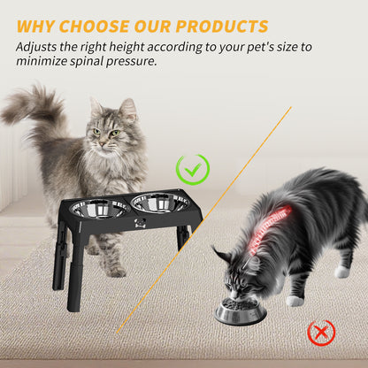 US Local Height Adjustable Stainless Steel Buttons For Dogs - Anti-Slip Feeding Station For Small And Medium Dogs - Ergonomically Designed For Healthy Eating - Easily Cleanable Dog Drinking And Feeding Space