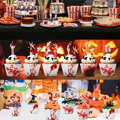 US Local 48 Pcs Halloween Cupcake Toppers