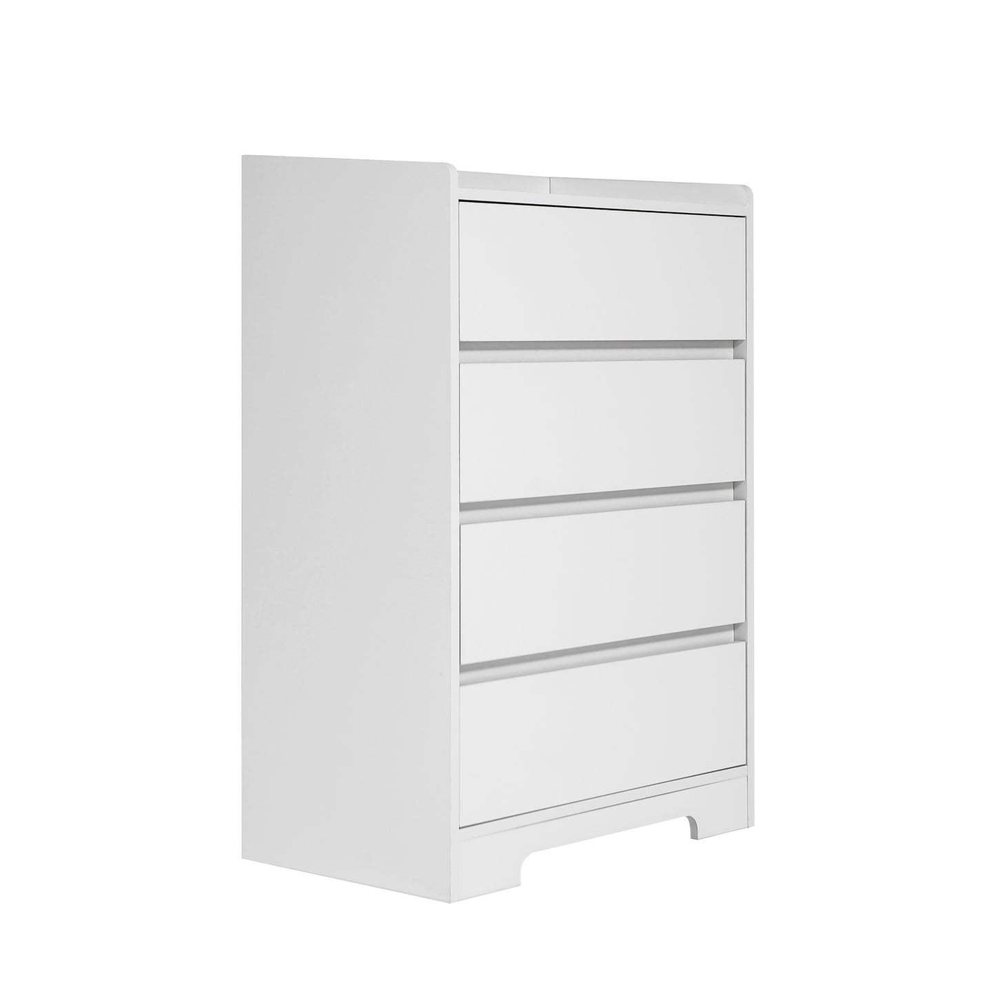 US Local 4 Drawer Dresser, Chest Of Drawers Without Handle, White Dresser For Bedroom Waterproof, Modern Wooden Cabinet With Sturdy Frame For Living Room, Entryway, Bedroom, Hallway, Office