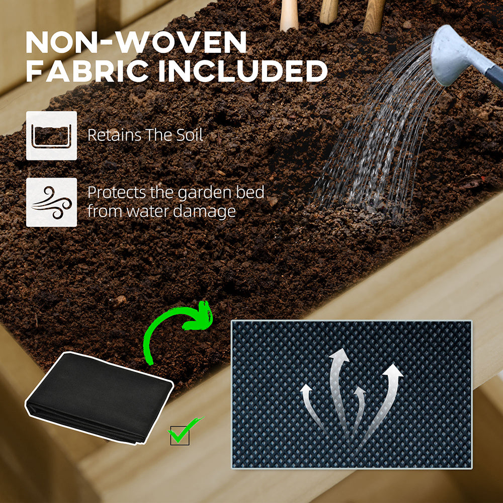 US Local 5 Box Raised Garden Bed Trellis For Climbing Plants, Wall-Mounted Wood Planters Drainage Holes, Natural