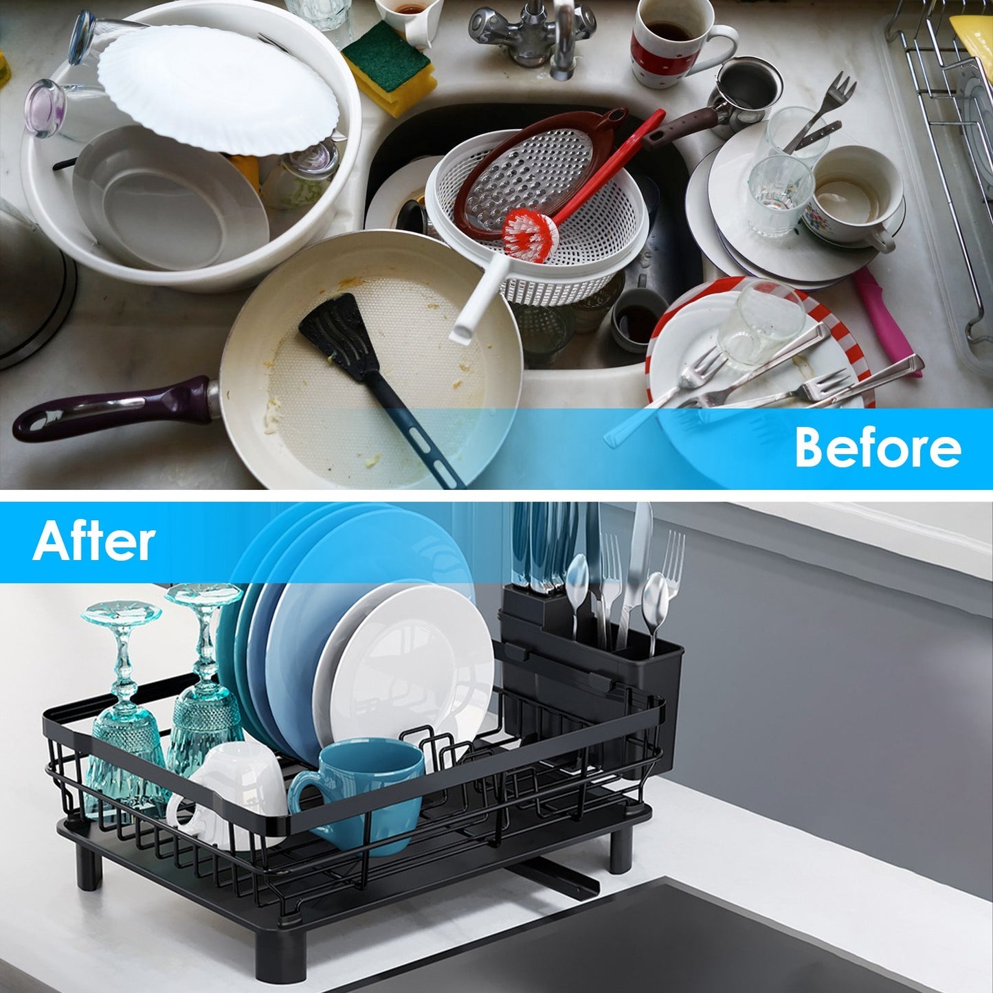 US Local 1 Pc Dish Drying Rack Drain Board Utensil Holder Organizer Drainer Tableware Organizer Kitchen Countertop Storage Shelf