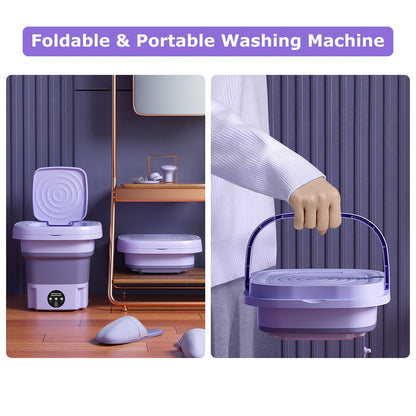 US Local 1Pc Portable Washing Machine Foldable Laundry Machine With Detachable Drain Basket 3 Modes Electric Clothes Washer For Underwear Socks Towels Baby Clothes